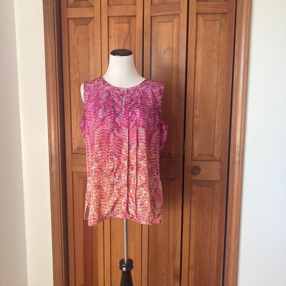 Liz Claiborne Pink Print Pullover Blouse, Size L